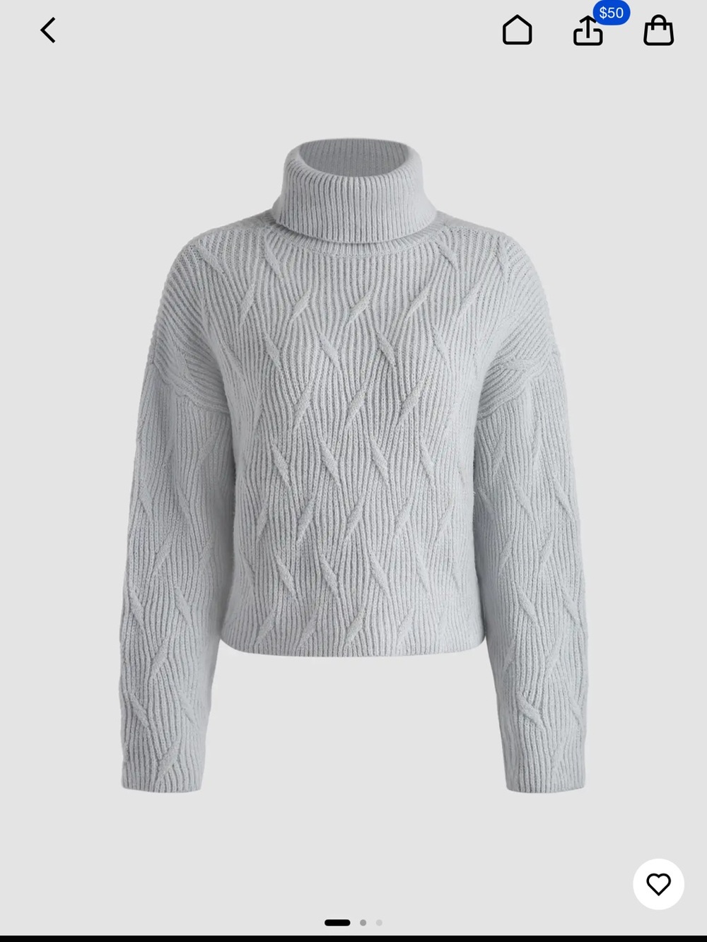 Cider Light Gray Cable Turtleneck Sweater